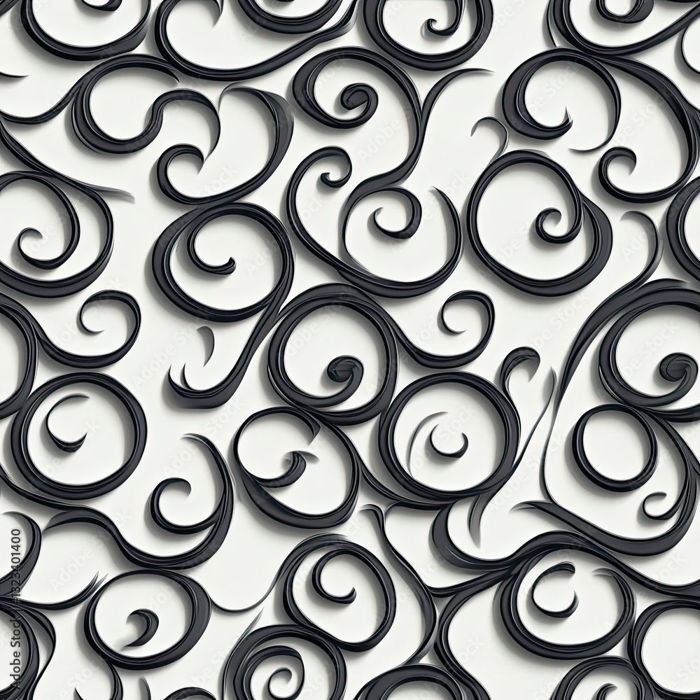 Poster layered scrollwork patterns overlapping swirls for design projects