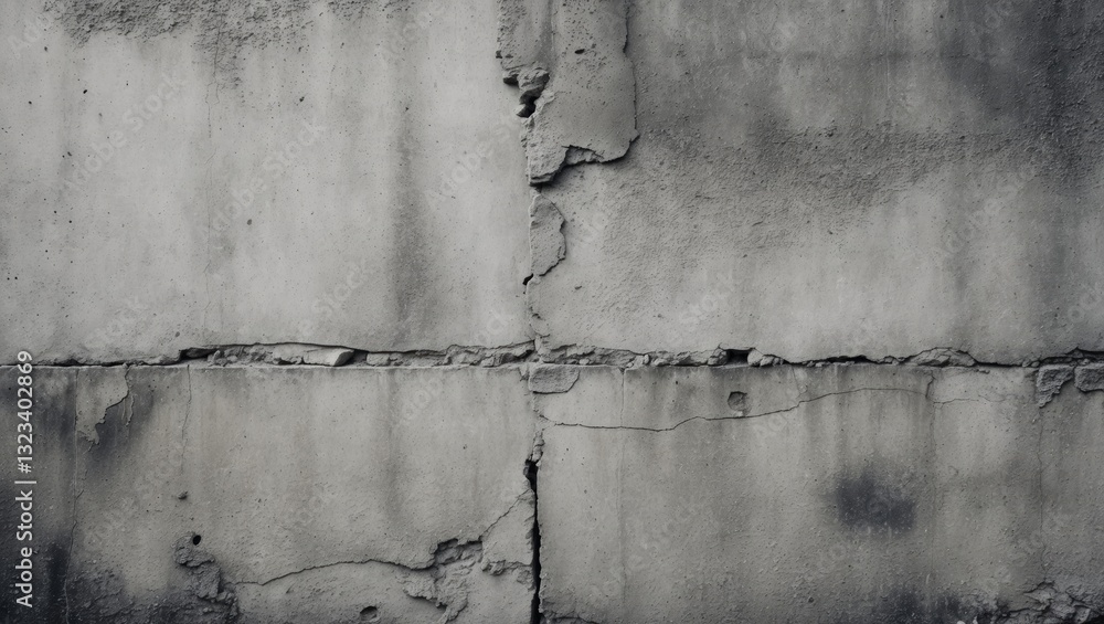 Poster grungy aged gray concrete wall texture with cracks and uneven surfaces creating a monochromatic ligh