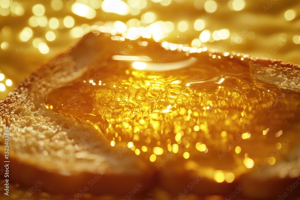 Poster a slice of bread topped with honey