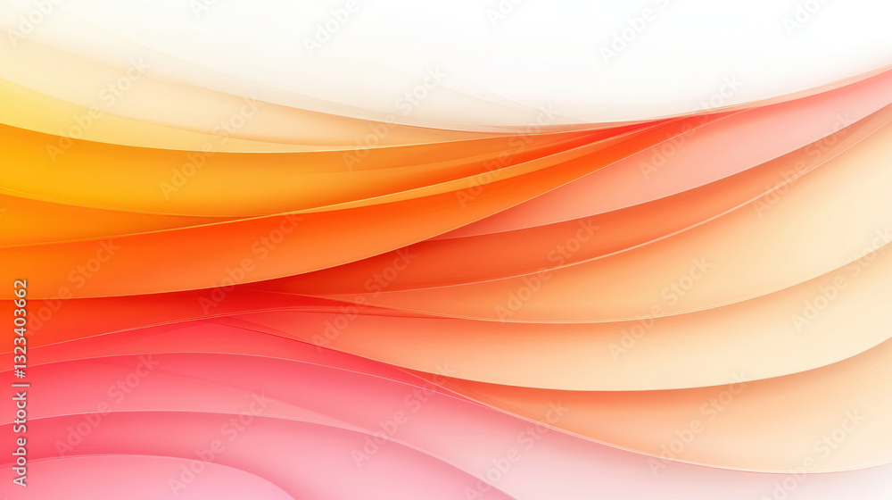 Poster vibrant abstract wave patterns in gradient orange and pink tones creating a dynamic and modern desig