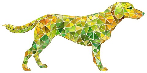 Obraz premium Crisp olive mustard dog vapor trail mosaic, low light.