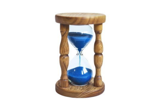 Classic hourglass timer with blue sand for short countdowns
