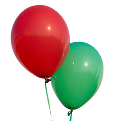 Red and Green Balloons Isolated on Transparent Background