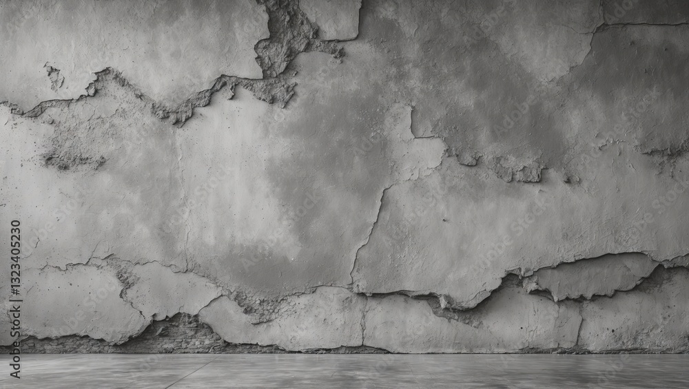 Poster aging gray concrete wall texture showcasing cracks and rugged details on the left side with a smooth