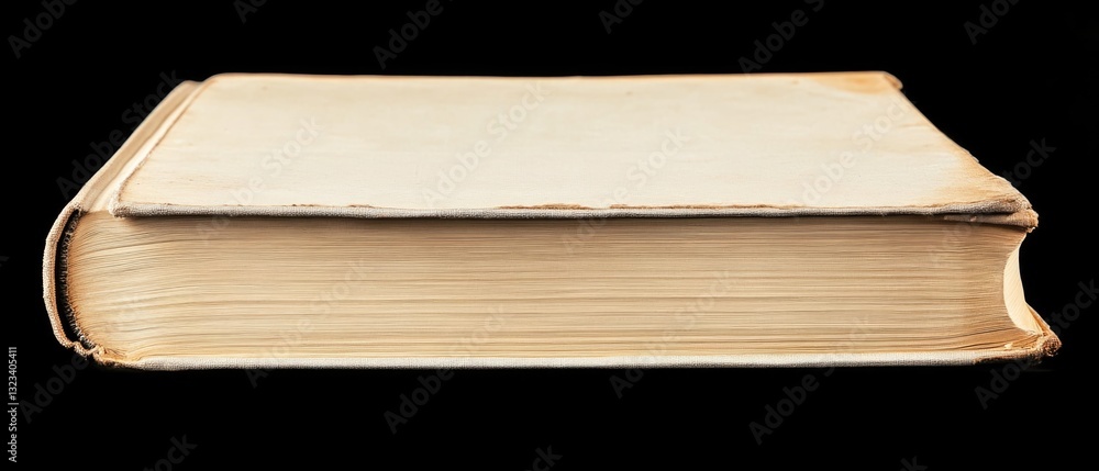 Poster close-up view of an old book on a black background