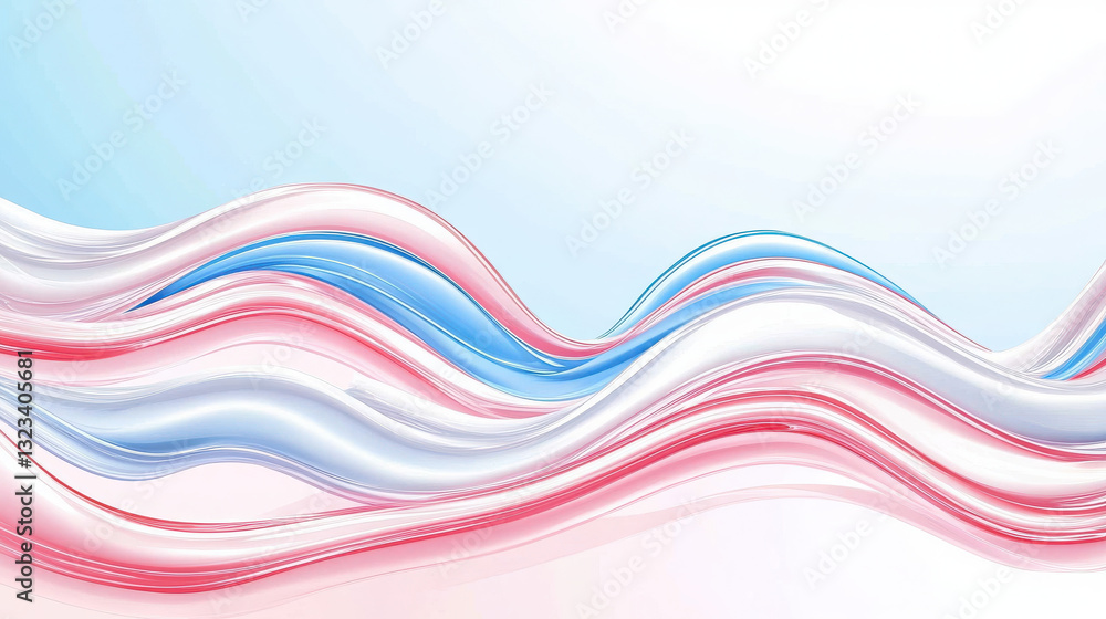 Aufkleber colorful wave patterns with red and blue abstract curves and white swirls on a soft background