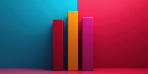 Colorful monochromatic bars displaying growth metrics studio graphic design modern close-up visual impact