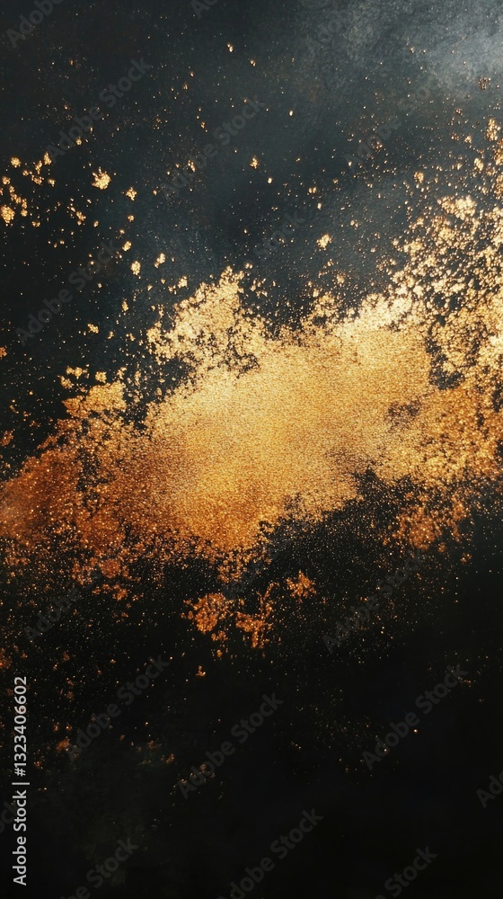 Poster a close-up shot of a black and gold textured surface, ideal for use in graphic design, branding or p