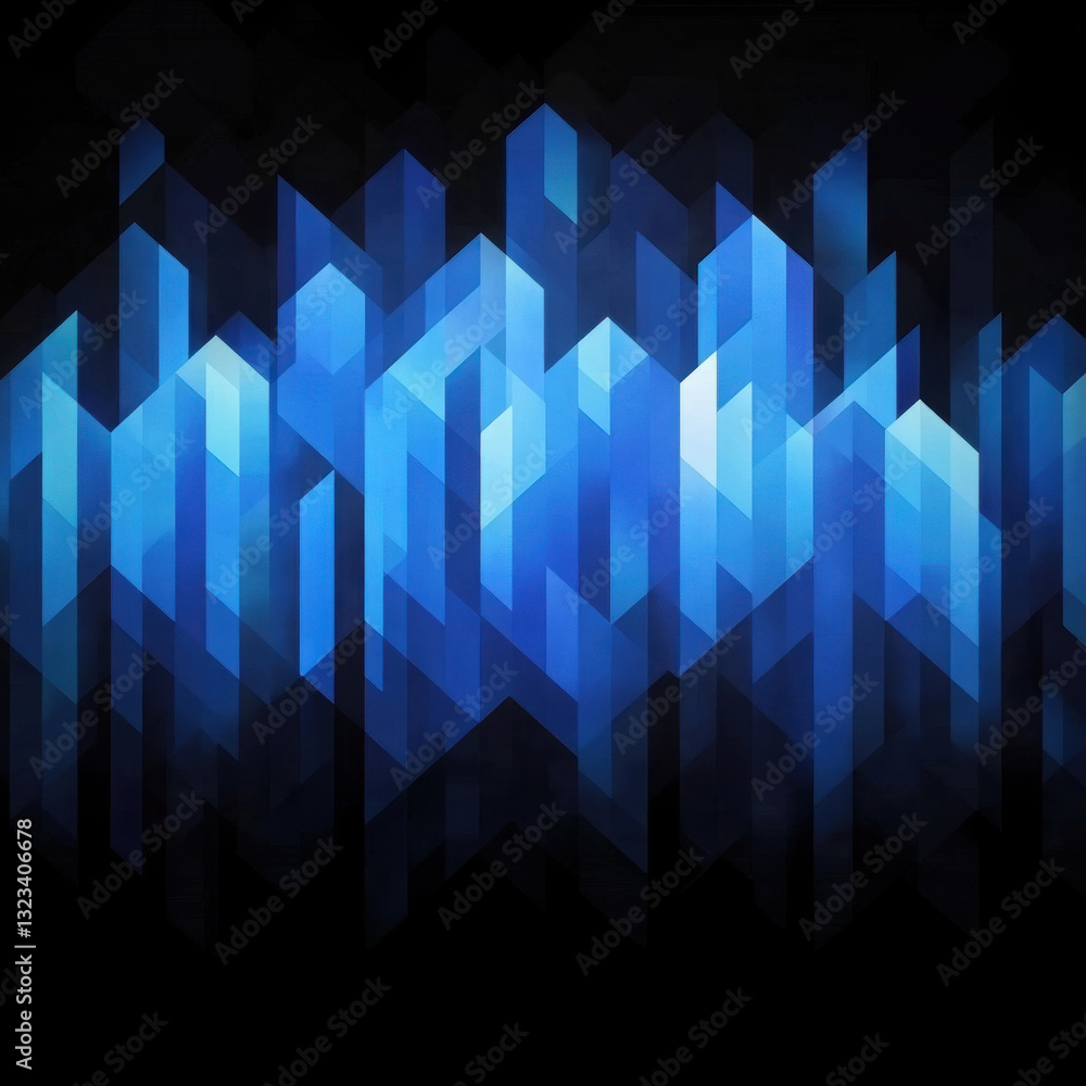 Poster abstract geometric blue pattern with transparent overlapping prisms for modern digital design