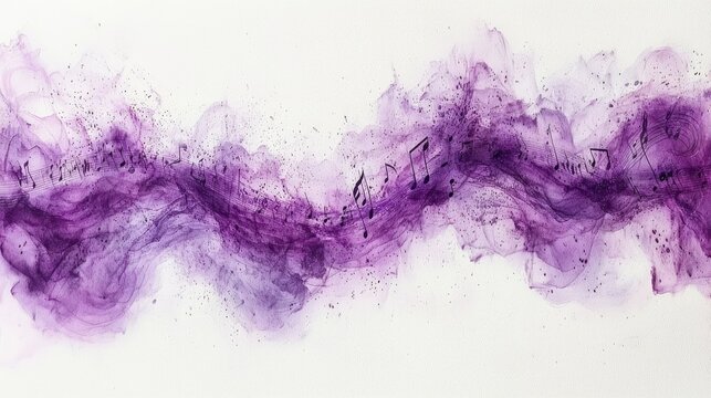 Purple Watercolor Music Notes Abstract Painting