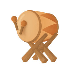 Hand-drawn illustration of a traditional Bedug drum, commonly used in Indonesia and Malaysia during Ramadan and Eid celebrations. Comes in warm, earthy tones with a transparent background for easy use