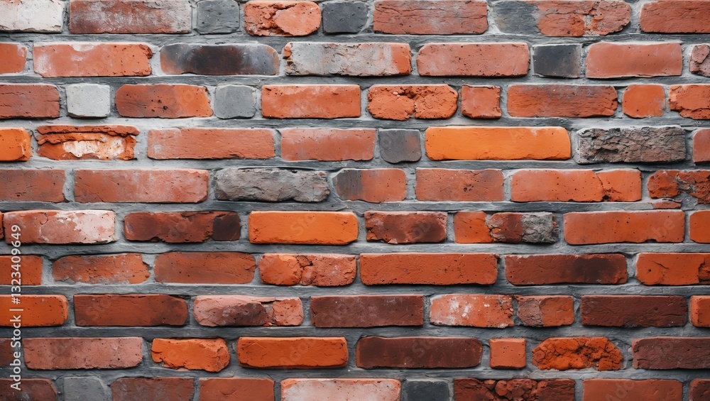 Poster textured red and gray brick wall featuring a mix of painted and natural bricks arranged in a uniform
