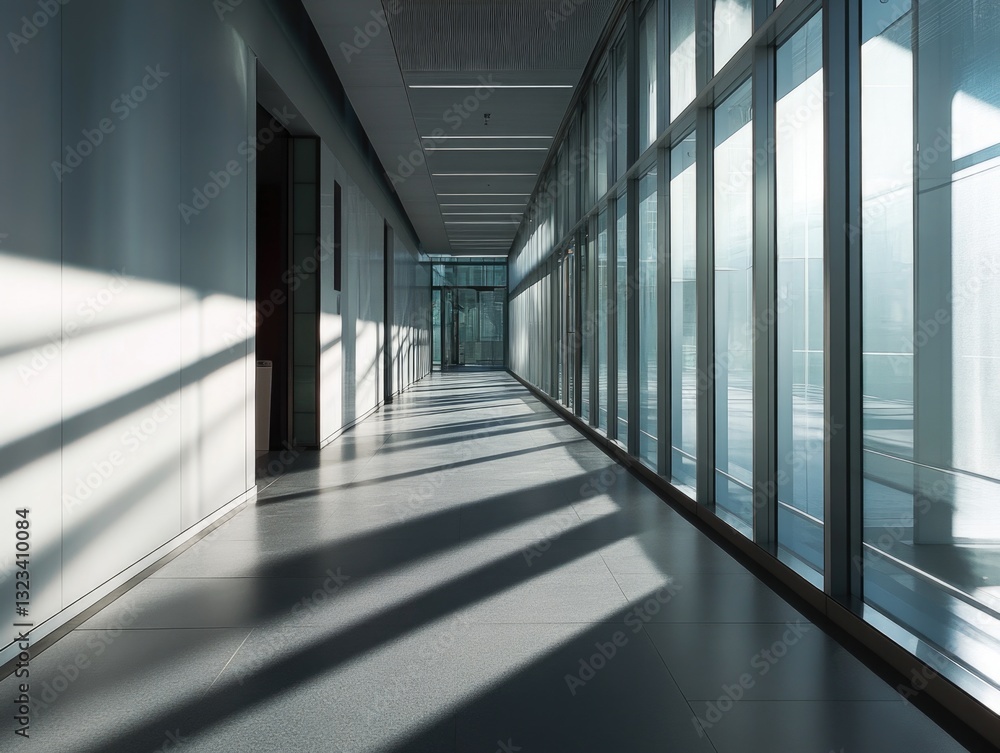 Poster long hallway with multiple windows