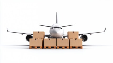 Cargo Plane Ready for Air Freight Delivery, Generative AI.