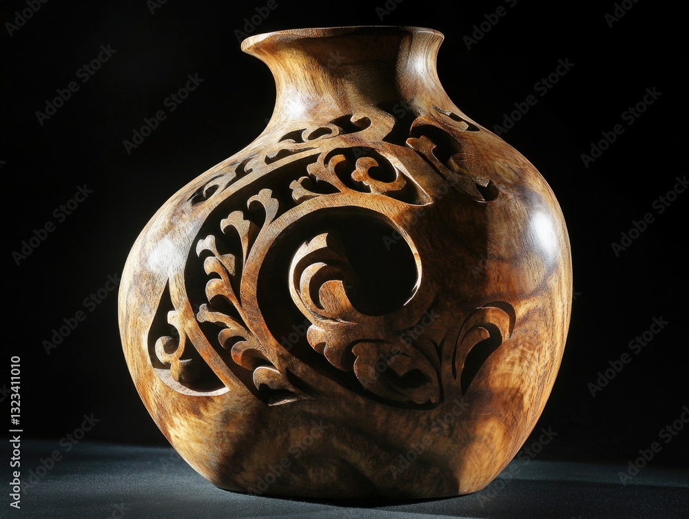 Poster a simple wooden vase sits atop a table with a clean and minimalist design