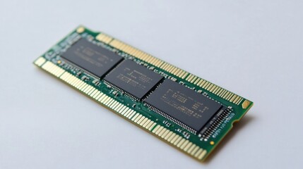 High-quality close-up image of a memory chip on a white background