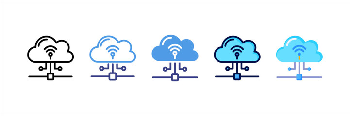 Cloud Server Multi Style Icon Set