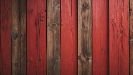 Textured red and brown wooden wall panels create a rustic background with vertical lines ideal for interior design and decor projects.