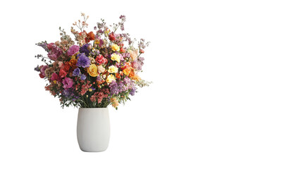 Vibrant Wildflower Bouquet in Vase on transparent background