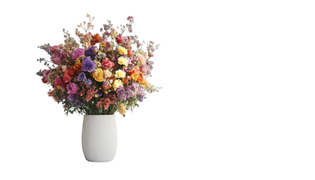 Vibrant Wildflower Bouquet in Vase on transparent background - Powered by Adobe