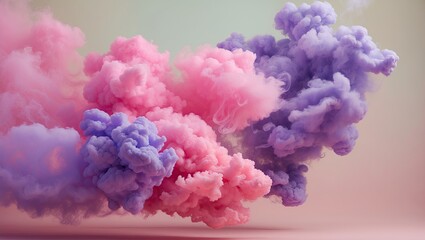 Fototapeta premium Pastel background featuring flowing pink and purple smoke clouds in a dynamic display, with soft gradients and billowing shapes.