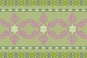 Geometric ethnic oriental embroidery pattern.Floral cross stitch design.Aztec style.background vector illustration.Design for texture,fabric,cloting,carpet,knitewar,curtains,wrapping,batik,scarf