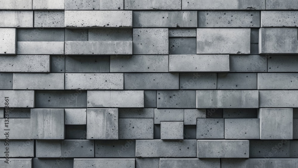 Poster abstract pattern of grey concrete slabs stacked irregularly creating a textured wall background idea