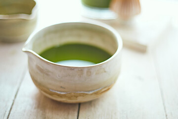 Close up pure matcha green tea