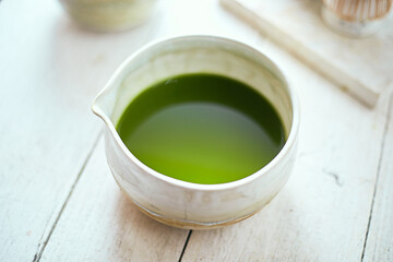 Close up pure matcha green tea
