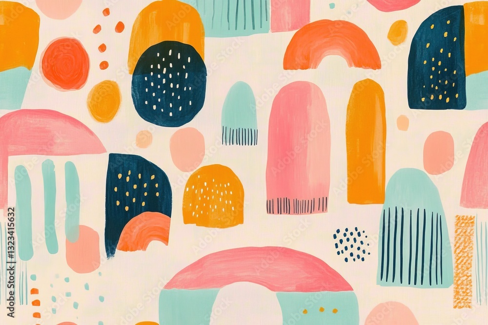 Poster vibrant abstract design showcasing colorful shapes and patterns