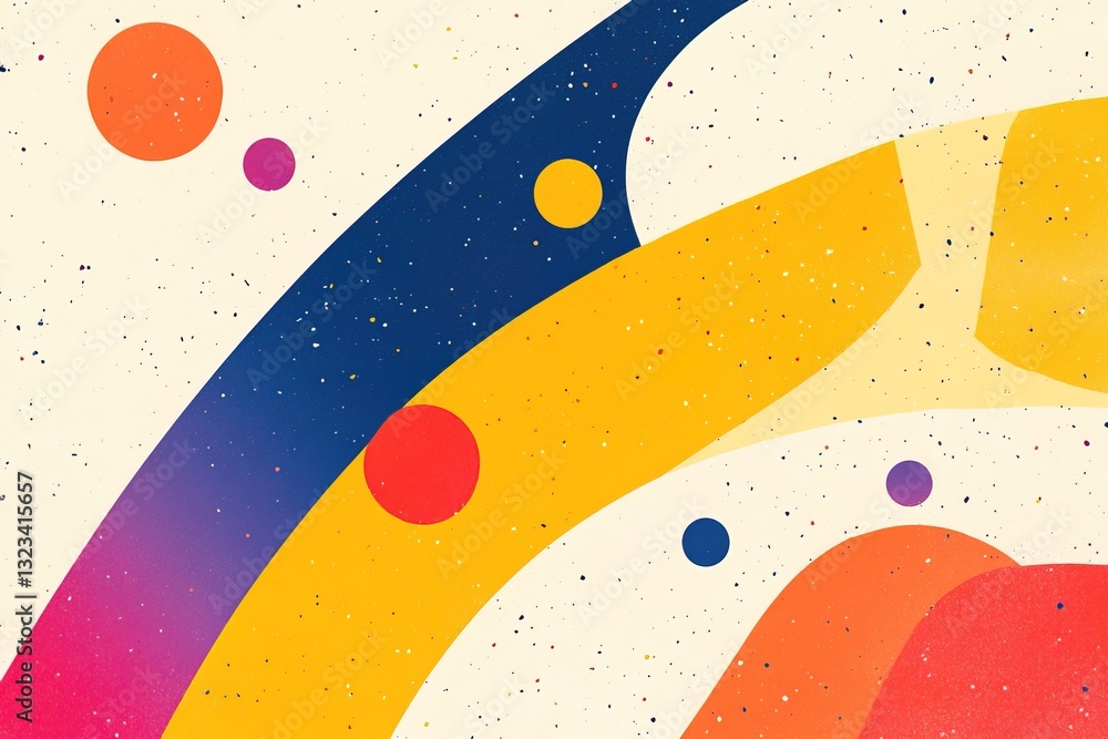 Poster colorful abstract design with dynamic shapes and playful elements