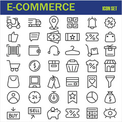 E-commerce Line Editable Icons set. Vector illustration in modern thin line style of online marketing related icons.  E-commerce symbol collection. Editable stroke icons. EPS 10.