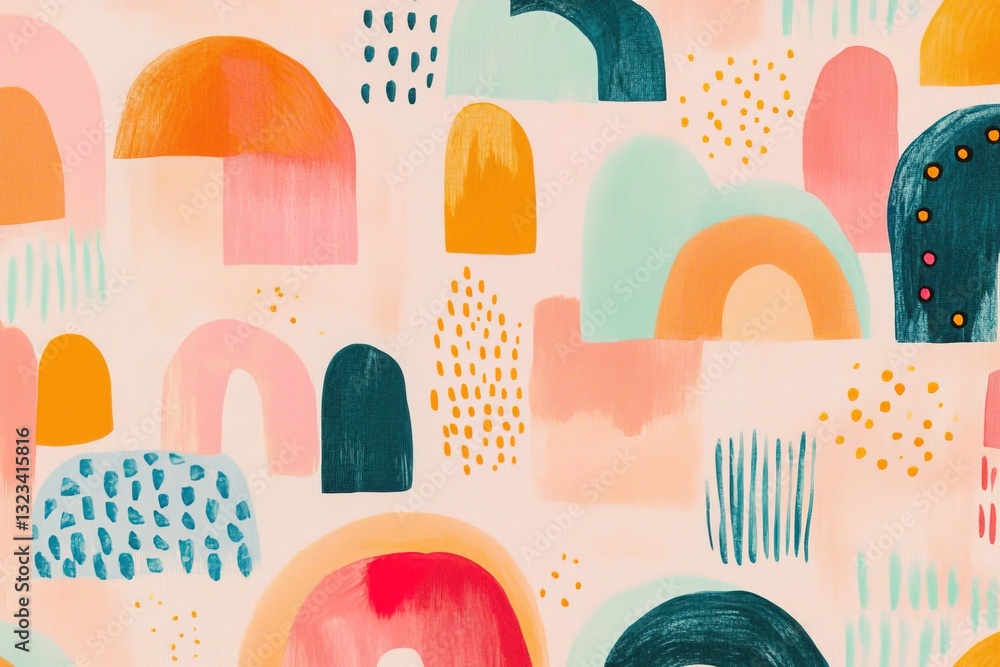 Poster creative abstract patterns with playful colors and shapes for inspiration