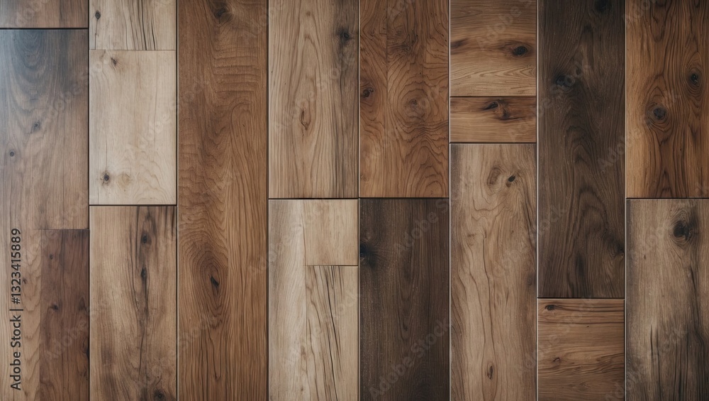 Poster brown wooden floor texture featuring varying shades and patterns of planks arranged in a seamless de
