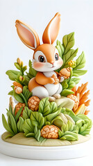 Obraz premium Adorable bunny figurine with autumnal details