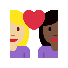Kissing Couple Emoji (Mixed Skin Tone - Women)
