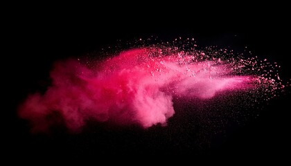 abstract powder splatted background red pink powder explosion on black background colored cloud colorful dust explode paint holi