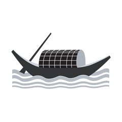 Vector boat icon on sea water, a travel transportation symbol