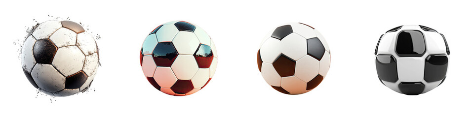 Fototapeta premium Classic Black and White Soccer Balls – Set of 4
