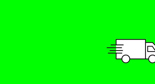 Animated Truck with Speed Effect - Green Background