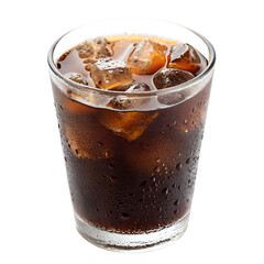realistic iced coffee in glass isolated on transparent background