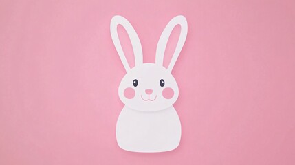 Fototapeta premium Cute rabbit illustration, playful bunny character on soft pink background, ideal for children’s decor or Easter themes.