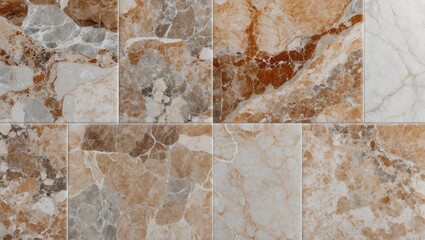 Elegant marble tile pattern featuring warm beige, cream, and light brown hues, arranged in a grid layout showcasing unique vein structures.