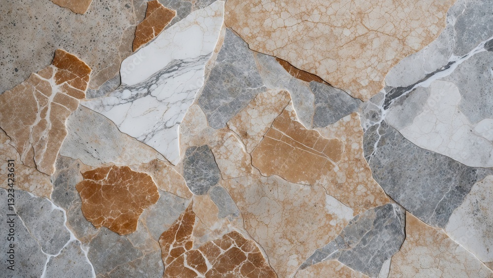 Poster textured marble surface featuring a mix of grey, white, and warm brown tones with random patterns an