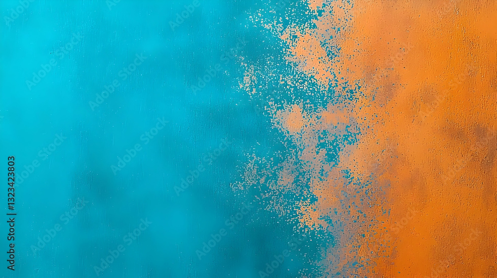 Poster abstract texture with blue and orange colors glittering particle background