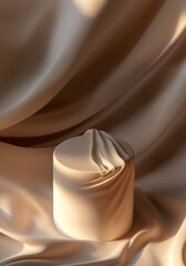 soft silk and cylindrical shelves
