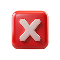 Obraz premium 3D Bright Red Rounded-Square Icon with White 