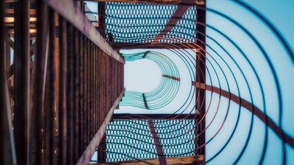 metal construction with stairs steps in perspective view