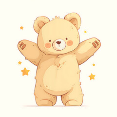 Fototapeta premium Adorable and Playful Bear Engaged in Various Activities, Minimalist and Logo-Style Designs illustrator