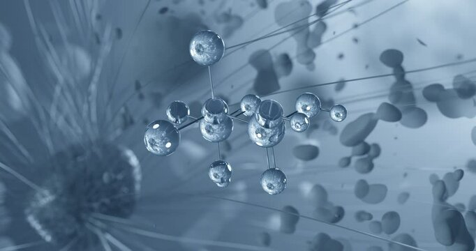 Looped video of Clodronic acid, first generation bisphosphonate, rotating molecular 3D ball-and-stick model